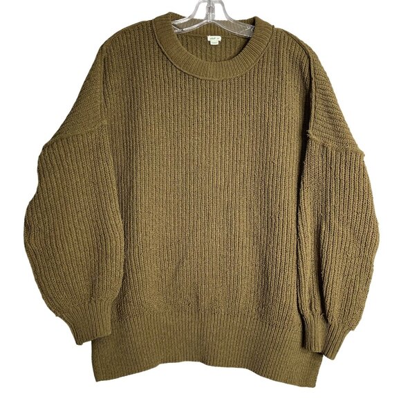 aerie Sweaters - Aerie‎ Oversized Sweater Womens M Olive Green Chunky Knit Relaxed Fit Slouchy